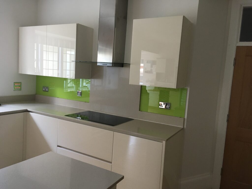 light green splashbacks fitted